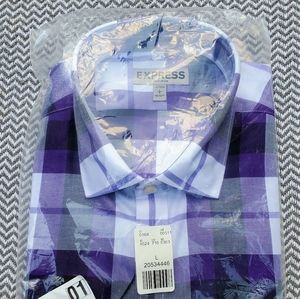 EXPRESS TECH NON-IRON Fitted (Slim) Plaid Shirt Size Large BRAND NEW